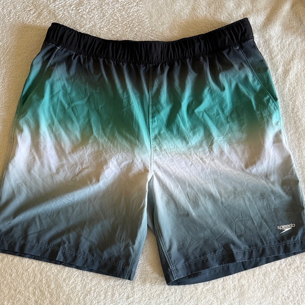 Speedo Ombre Swim Trunks in Green and Gray